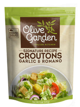 Olive Garden bolsa frontal mostrando crutones, empaque claro y atractivo