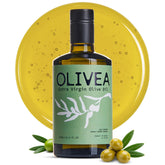 OLIVEA botella frontal 500 ml mostrando diseño y vidrio protector