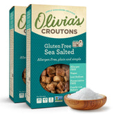 Olivia's paquete frontal mostrando croutons y etiqueta clara