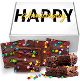 OMCookie cesta frontal de aniversario lista para regalar con ocho brownies