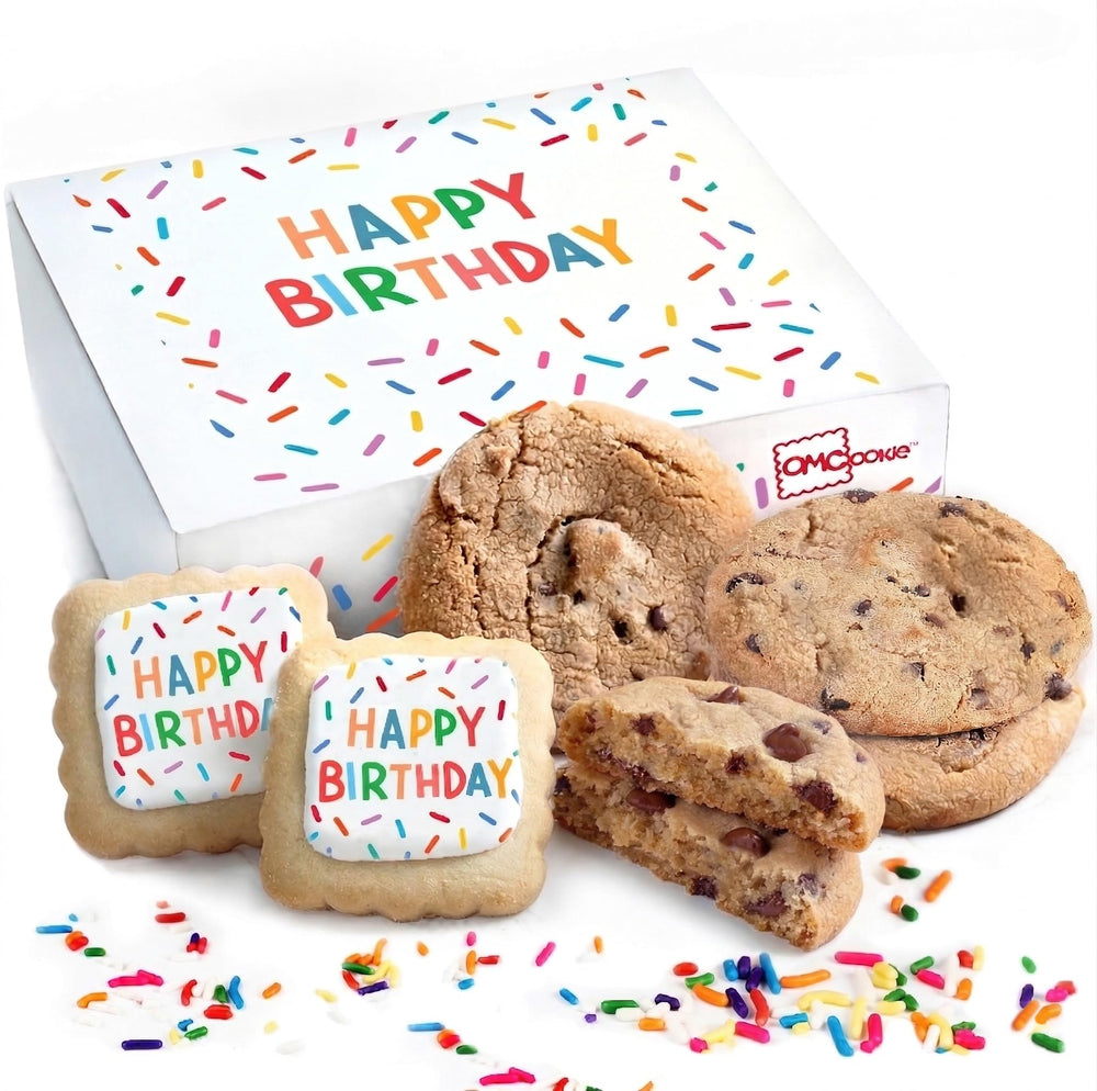 OMCookie cesta frontal con galletas decoradas y presentación lista para regalar