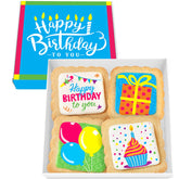OMCookie caja frontal lista para regalar con 4 galletas, presentación atractiva