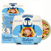 Onboard frente del empaque que muestra la ensalada italiana y conveniencia