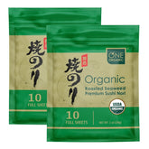 ONE ORGANIC paquete delantero mostrando 10 láminas y conservación óptima
