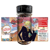 One Piece Sanji frasco frontal mostrando diseño y tamaño útil
