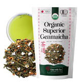 One With Tea empaque frontal mostrando el té genmaicha orgánico, fácil identificación y confianza