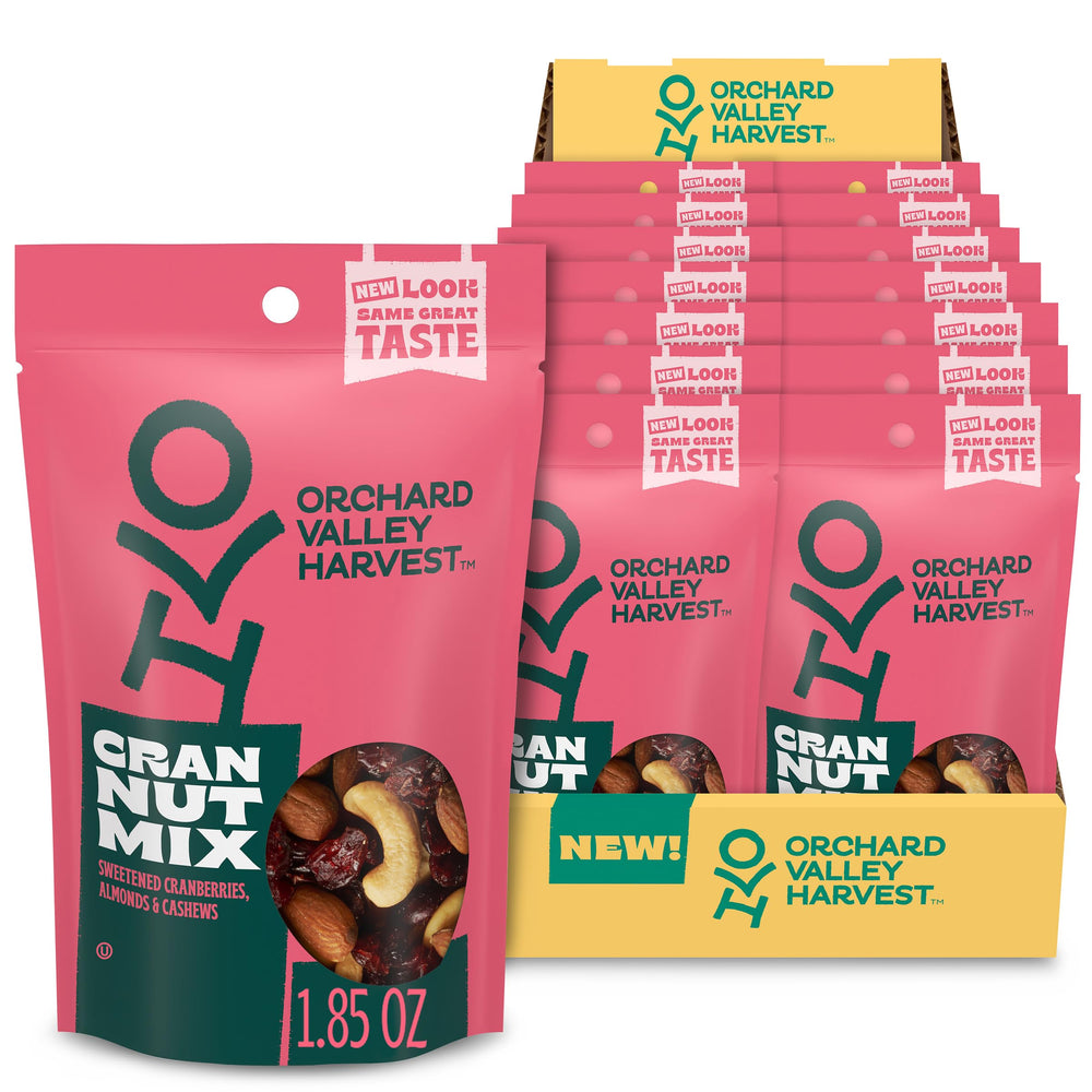 Orchard Valley Harvest frente del paquete mostrando sabor y conveniencia