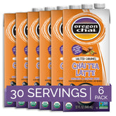 Oregon Chai carton frente mostrando diseño y tamaño, facilidad de uso