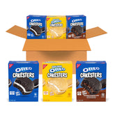 OREO empaque frontal mostrando las tres variedades y atractivo visual
