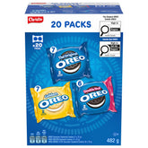 Oreo frente del empaque mostrando variedad y conveniencia