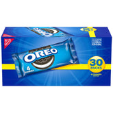 OREO frente del empaque mostrando 30 paquetes, práctico para almacenar