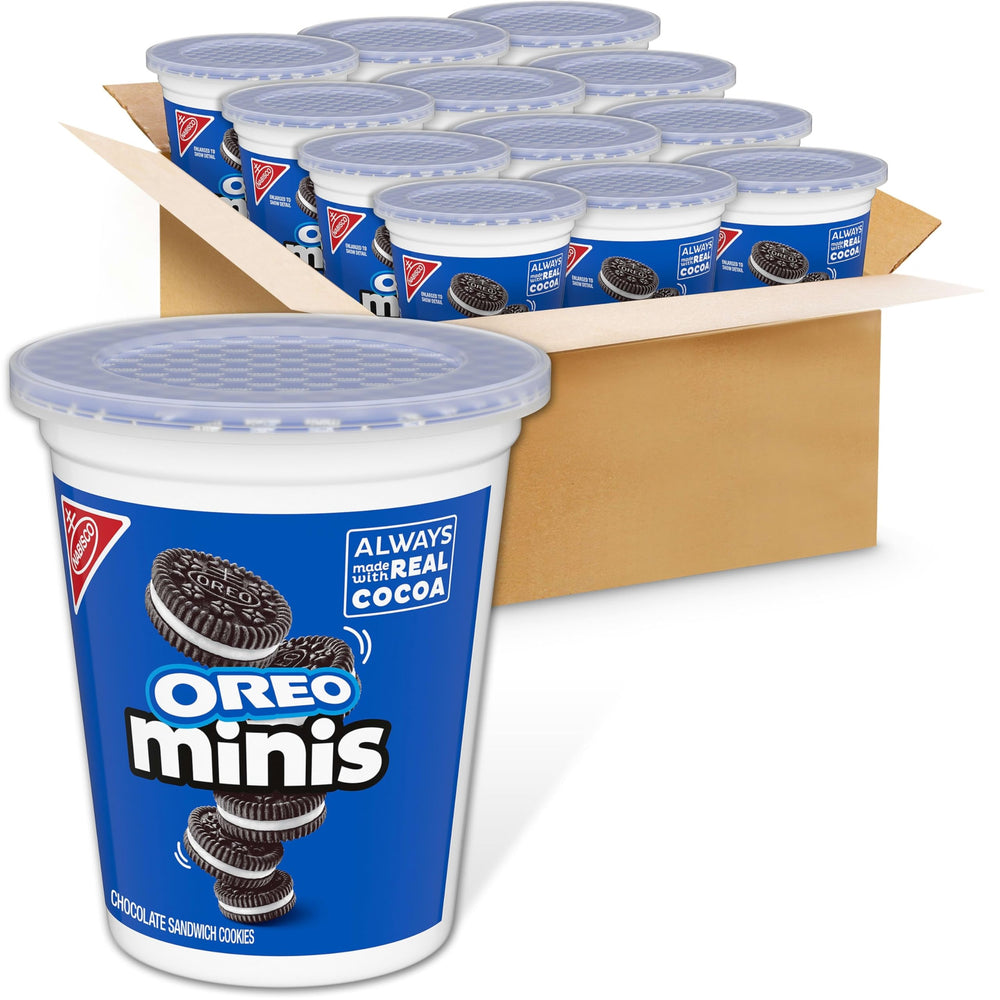 OREO minis vaso frontal mostrando galletas, práctico para meriendas