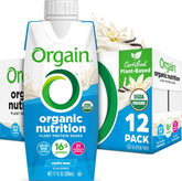 Orgain envase frontal del batido vainilla mostrando diseño y conveniencia