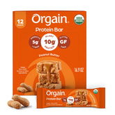 Orgain frontal del paquete mostrando sabor Peanut Butter y conveniencia