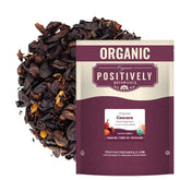 Organic Positively cáscara en frasco frontales muestra presentación y cantidad