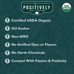 Organic Positively Tea Company taza infusionada, muestra sabor reconfortante