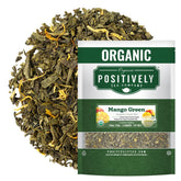 Organic Positively Tea frente del paquete que muestra 16 oz y beneficios orgánicos