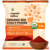 Organic Tattva frente del envase mostrando diseño y peso 7 oz y beneficio de confianza