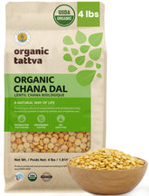 Organic Tattva paquete frontal mostrando garbanzos partidos y marca