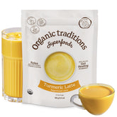 Organic Traditions lata frontal mostrando etiqueta clara y beneficios