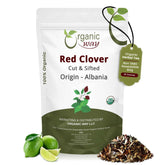 Organic Way frasco frontal mostrando flor de trébol rojo, conserva frescura