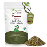 Organic Way paquete frontal de yarrow mostrando marca y frescura