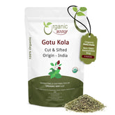 Organic Way paquete frontal de gotu kola seco, fácil identificación y almacenamiento