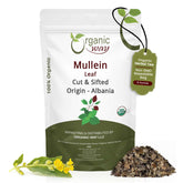 Organic Way empaque frontal mostrando hoja de mullein y facilidad de uso