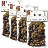 ORIGENES vista frontal del pack 4x200g mostrando mezcla Kalamon y verdes, conserva sabor auténtico