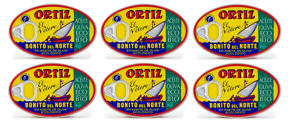 Ortiz lata frontal mostrando etiqueta y aceite virgen extra, calidad artesanal
