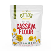 Otto's Naturals empaque frontal mostrando harina de yuca, fácil identificación y uso familiar