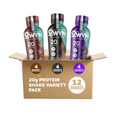 OWYN vista frontal del pack variedad mostrando botellas listas para beber y conveniencia