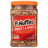 P-Nuttles frasco 36 oz mostrando mezcla lista para compartir y fácil almacenamiento