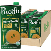 Pacific Foods envase frontal del caldo sin sal destaca orgánico y práctico