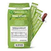 Paleovalley empaque frontal jalapeño mostrando sello grass fed y beneficio práctico