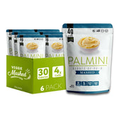 Palmini Mashed frente del empaque mostrando diseño y ventaja baja en calorías