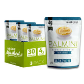 Palmini Mashed frente del paquete muestra formato práctico y bajo en calorías