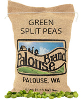 Palouse Brand guisantes partidos frente del empaque mostrando sello y volumen