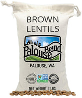 Palouse Brand empaque frontal mostrando 3 libras y sello libre de glifosato