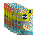 P.A.N. frente del paquete mostrando mezcla multigrains, práctico y sin gluten