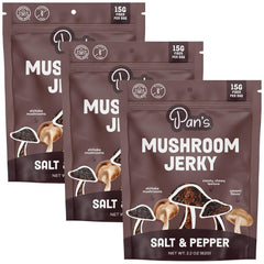 Pan's empaque frontal del jerky sal y pimienta mostrando formato práctico