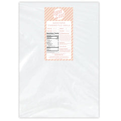 paper2eat frente del paquete con 50 hojas y bolsa resellable mostrando cantidad