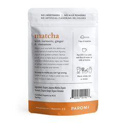 Paromi polvo de matcha molido a piedra con textura visible