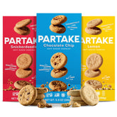 Partake frontal del paquete mostrando tres cajas y variedad de sabores, ideal para compartir