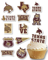 PartyKandy toppers TXST frontal mostrando diseño Bobcats y beneficio decorativo