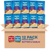 Pasta Roni caja frontal mostrando el diseño y peso paquete 12 unidades