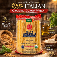 Pastai Gragnanesi mafaldine en olla hirviendo lista para cocinar con textura firme