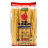 Pastai Gragnanesi paquete frontal mostrando la marca y forma mafaldine, calidad orgánica