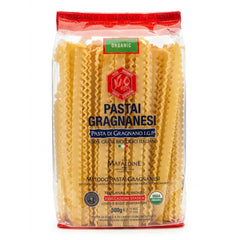 Pastai Gragnanesi paquete frontal mostrando la marca y forma mafaldine, calidad orgánica
