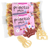 pastabilities empaque frontal con formas de princesa, atractivo visual para niños